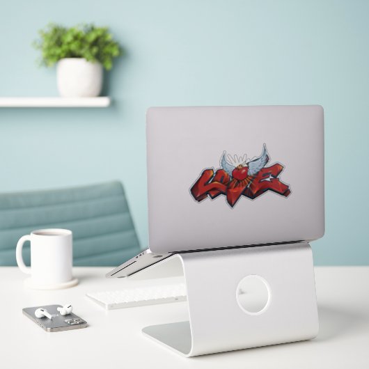 Graffiti Liebe Vinyl Sticker hat eine Hip Hop-Bris (Laptop auf Schreibtisch)