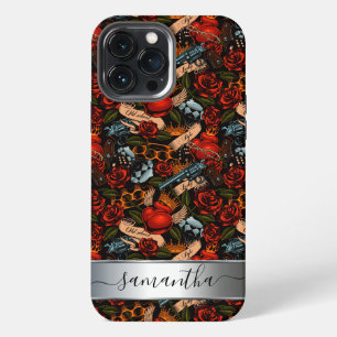 Graffiti-Liebesherzen und -Waffen urban Monogramm  iPhone 13 Pro Max Hülle