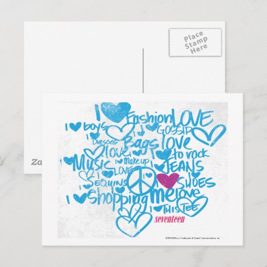 Graffiti Lila/Aqua Postkarte (Vorne/Hinten)