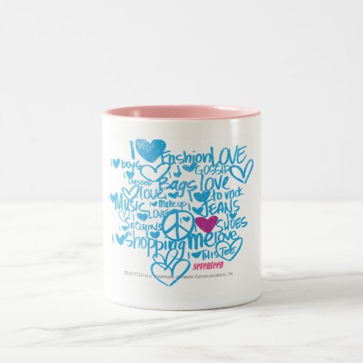Graffiti lila/Aqua Zweifarbige Tasse (Mittel)