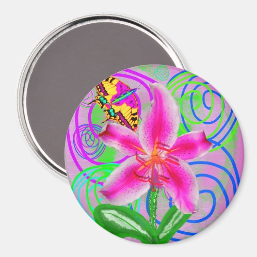 Graffiti Lily by Power Blume Magnet (Vorderseite/Rückseite)