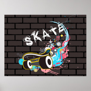 Graffiti-Logo des Brillenwall-Skate mit Motherboar Poster