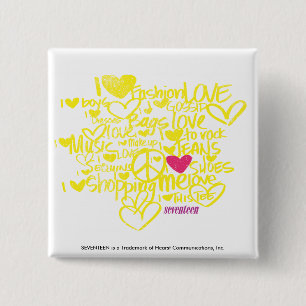 Graffiti magentarot/Gelb Button