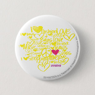 Graffiti magentarot/Gelb Button
