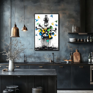 Graffiti Man mit Megaphonen und Vögeln - Protest Poster