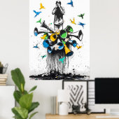 Graffiti Man mit Megaphonen und Vögeln - Protest Poster (Heimbüro)