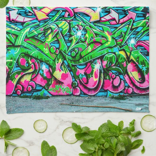 Graffiti-Mauer Geschirrtuch (Gefaltet)