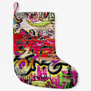 Graffiti-Mauer, urbane Kunst Kleiner Weihnachtsstrumpf