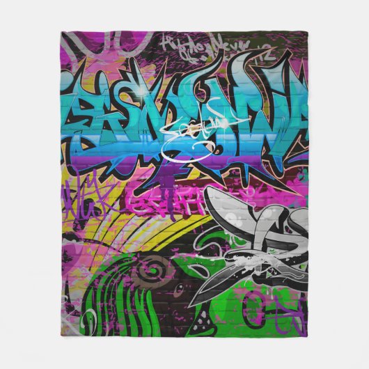 Graffiti-Mauer, urbane Kunstgraffiti,Kunst,Wand,Gr Fleecedecke (Vorderseite)
