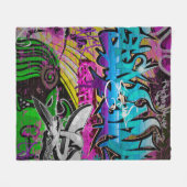 Graffiti-Mauer, urbane Kunstgraffiti,Kunst,Wand,Gr Fleecedecke (Vorderseite (Horizontal))