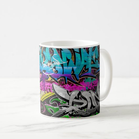 Graffiti-Mauer, urbane Kunstgraffiti,Kunst,Wand,Gr Kaffeetasse (VorderseiteRechts)