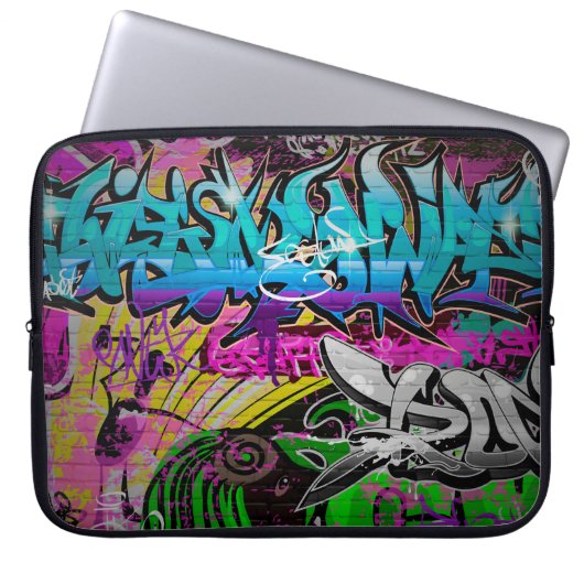 Graffiti-Mauer, urbane Kunstgraffiti,Kunst,Wand,Gr Laptopschutzhülle (Vorderseite)