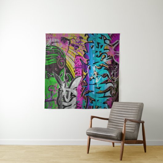 Graffiti-Mauer, urbane Kunstgraffiti,Kunst,Wand,Gr Wandteppich (Beispiel (Horizontal))