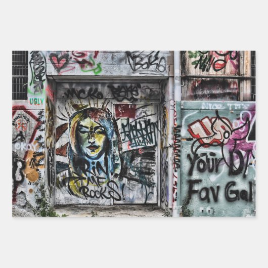 Graffiti Modern Coole Stadtstraße Kunst Geschenkpapier Set (Vorderseite)