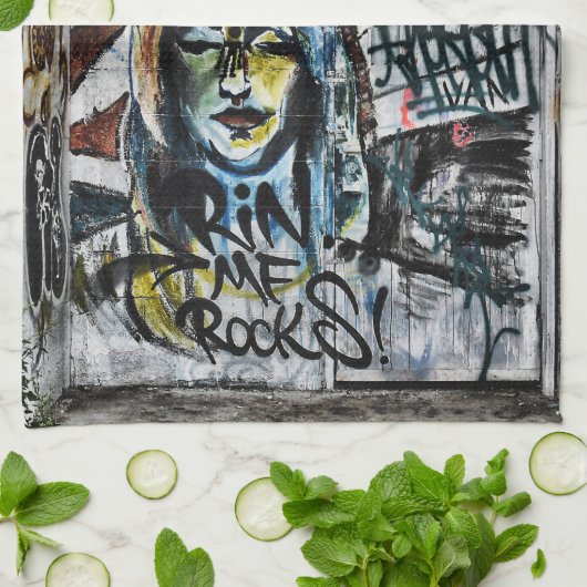 Graffiti Modern Coole Stadtstraße Kunst Geschirrtuch (Gefaltet)