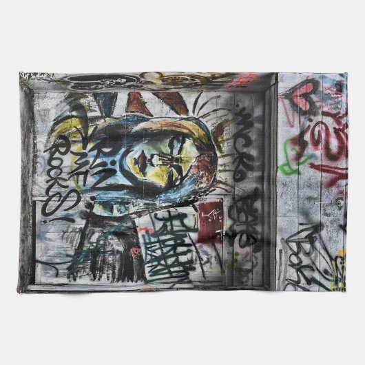 Graffiti Modern Coole Stadtstraße Kunst Geschirrtuch (Horizontal)