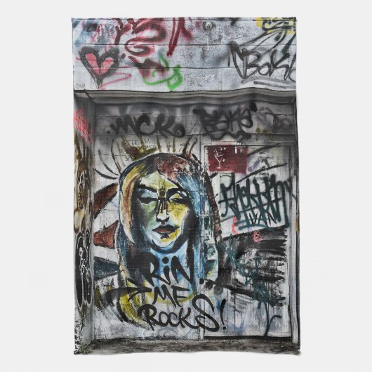 Graffiti Modern Coole Stadtstraße Kunst Geschirrtuch (Vertikal)