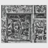 Graffiti Moderne Schwarz-Weiß-Stadtstraße Kunst Geschenkpapier (Flach)