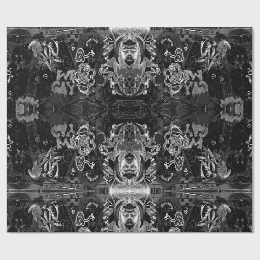 Graffiti Modernes Schwarz-Weiß-Muster Geschenkpapier (Flach)