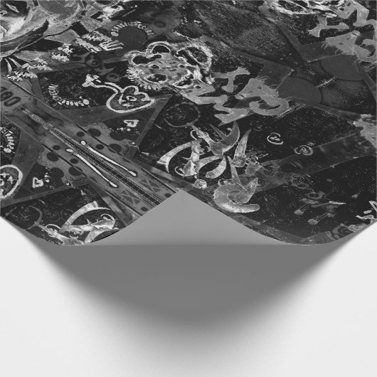 Graffiti Modernes Schwarz-Weiß-Muster Geschenkpapier (Ecke)