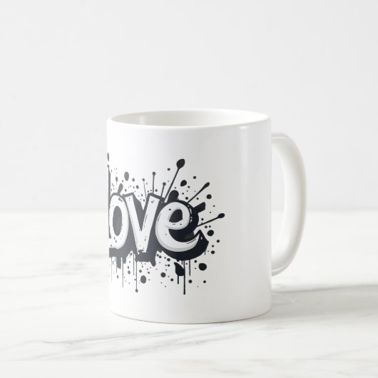 Graffiti Monochrome Liebe Tag Kaffeetasse (VorderseiteRechts)