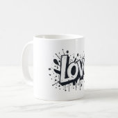 Graffiti Monochrome Liebe Tag Kaffeetasse (Vorderseite Links)