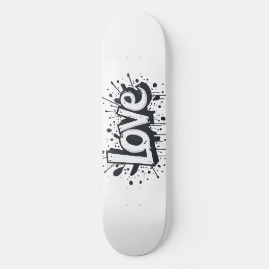 Graffiti Monochrome Liebe Tag Skateboard (Vorderseite)