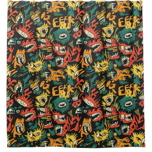 Graffiti-Monster Eek Black Halloween (1) Duschvorhang (Vorderseite)