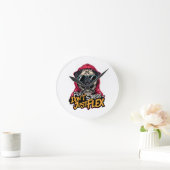 Graffiti-Mops-Uhr – „Mops, stress nicht“ Runde Wanduhr (Zuhause)