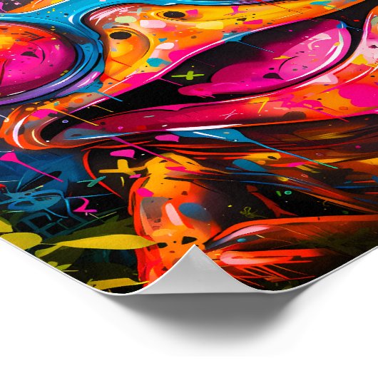 Graffiti Multicolored Frog mit Brille Poster (Ecke)