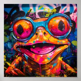 Graffiti Multicolored Frog mit Brille Poster