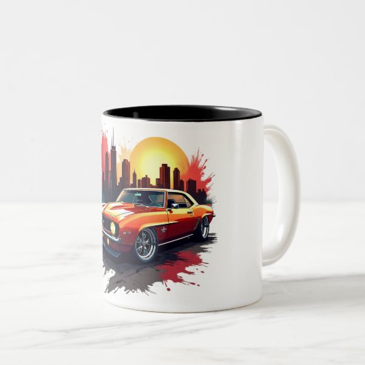 Graffiti Muscle Car Zweifarbige Tasse (VorderseiteRechts)