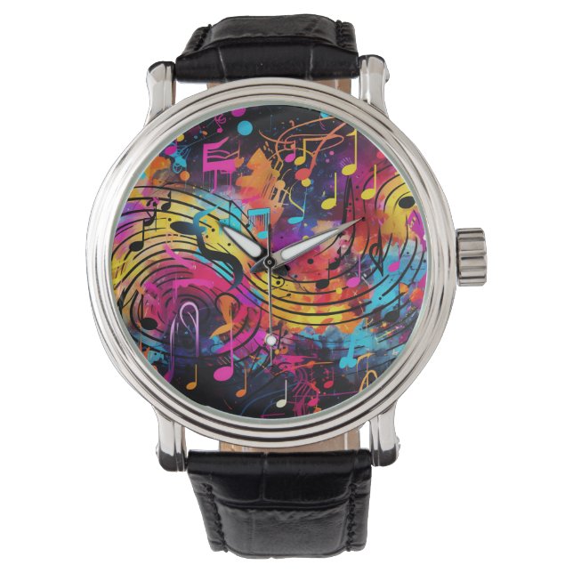 Graffiti Musical Notes Armbanduhr (Vorderseite)