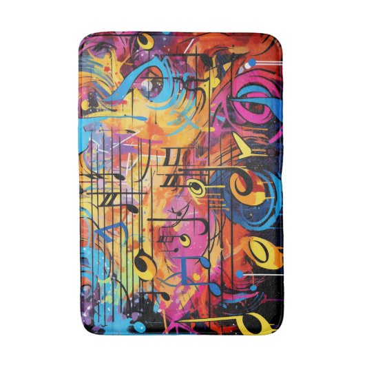 Graffiti Musical Notes Bath Mat Badematte (Vorderseite Vertikal)