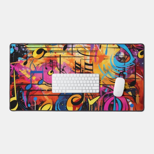 Graffiti Musical Notes Desk Mat Schreibtischunterlage (Tastatur & Maus)