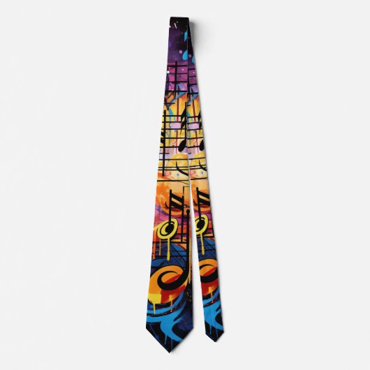 Graffiti Musical Notes Necktie Krawatte (Vorderseite)