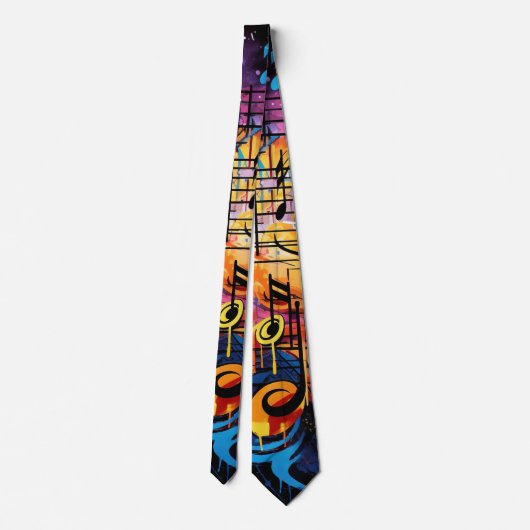 Graffiti Musical Notes Necktie Krawatte (Rückseite)