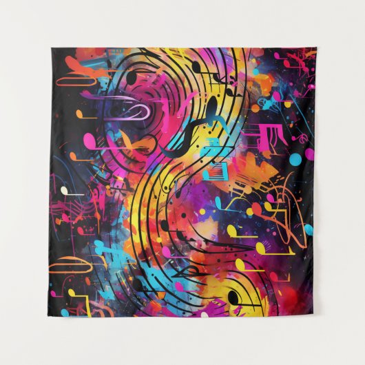 Graffiti Musical Notes Tapestry Wandteppich (Vorderseite (Horizontal))
