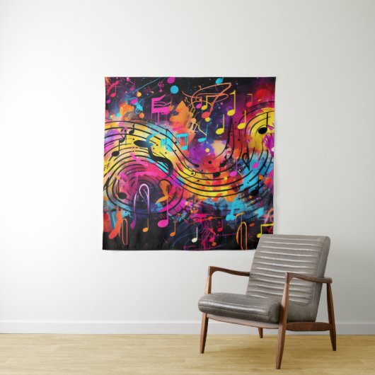Graffiti Musical Notes Tapestry Wandteppich (Beispiel)