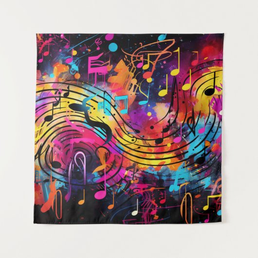 Graffiti Musical Notes Tapestry Wandteppich (Vorderseite)
