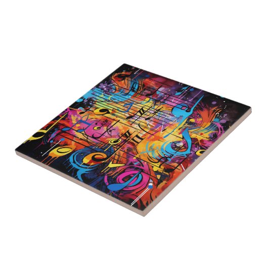 Graffiti Musical Notes Tile Fliese (Seite)