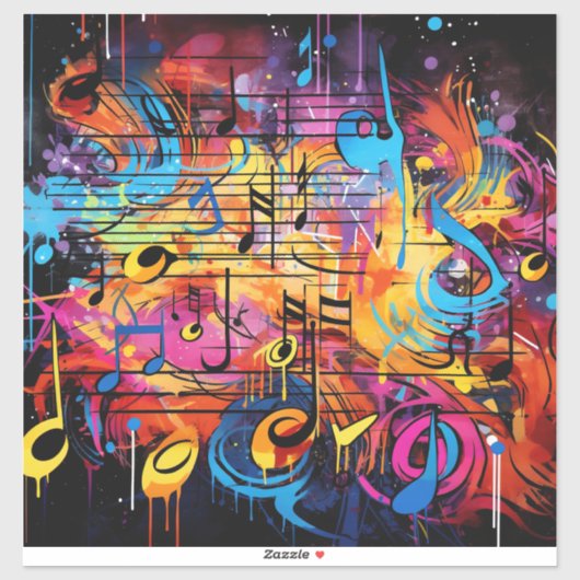 Graffiti Musical Notes Vinyl Sticker (Blatt)