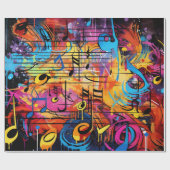 Graffiti Musical Notes Wrapping Paper Geschenkpapier (Flach)