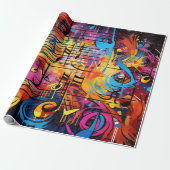 Graffiti Musical Notes Wrapping Paper Geschenkpapier (Ungerollt)