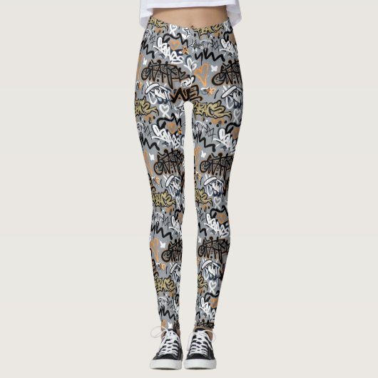 Graffiti-Muster Leggings (Vorderseite)