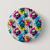 Graffiti-Muster mit Neon Colors und Urban Grunge Button (Vorderseite)