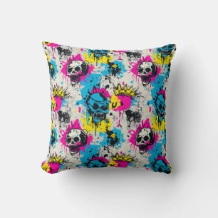 Graffiti-Muster mit Neon Colors und Urban Grunge Kissen