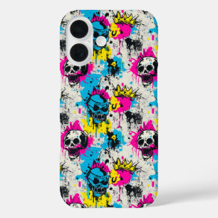 Graffiti-Muster mit Neonfarben und urbanem Grunge iPhone 16 Hülle