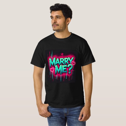 Graffiti Neon Marry Me Mens Tshirt (Vorne ganz)