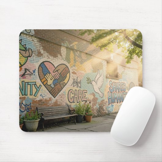 Graffiti On Brick Wall Humanity Mural Mousepad (Mit Mouse)